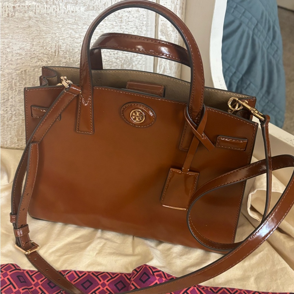 Tory Burch Brown Small Robinson Satchel - Picture 2 of 5